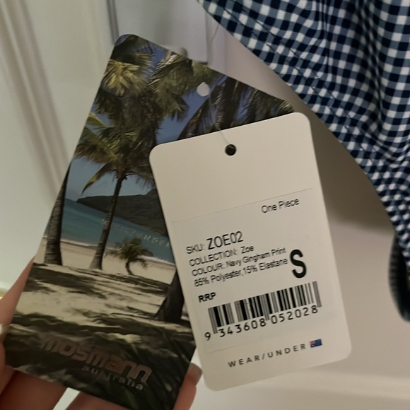 Mosmann Australia halter one piece navy gingham print brand new with tags - Picture 2 of 4